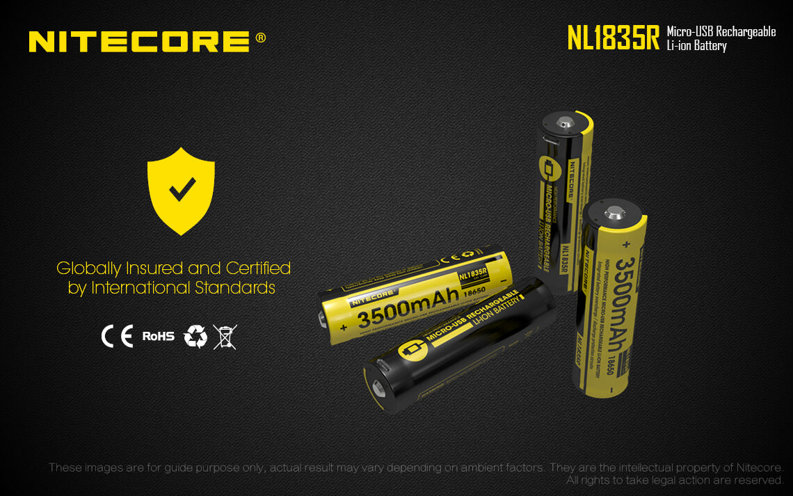 Nitecore NL1835R 3500mAh Micro USB Rechargeable Li-ion Battery