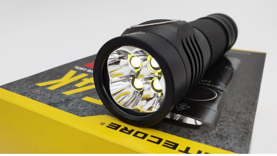 NITECORE E4K Next Generation 21700 Compact EDC Flashlight with 4 LEDs.