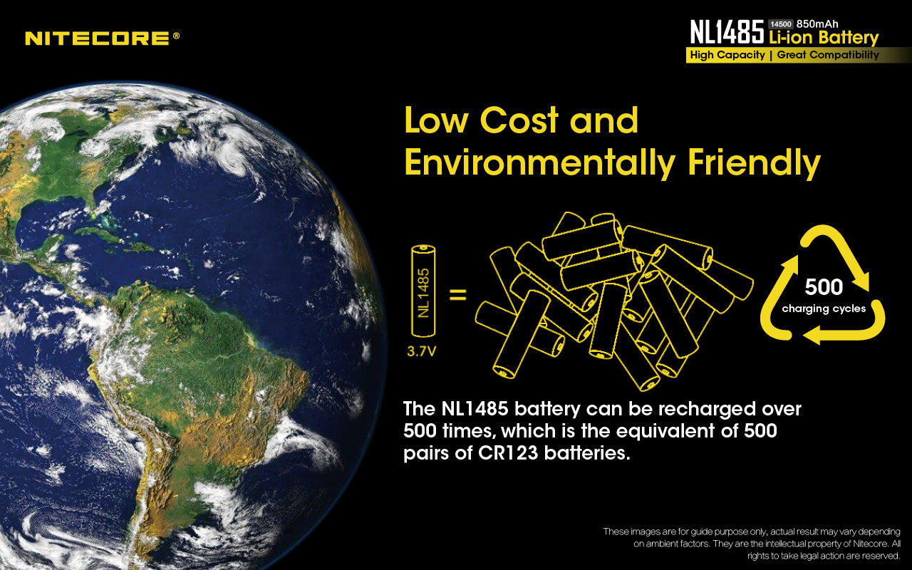 Nitecore Nl1485 Li-ion Battery 850 mah Nl1485 has low cost and environmental friendly.