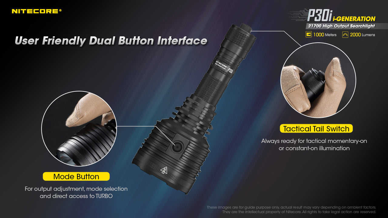 Nitecore P30i iGeneration 21700 High Output Searchlight with user friendly dual button interface