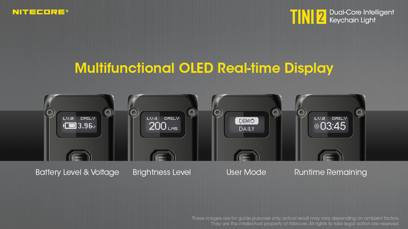 Nitecore TINI2 Keychain light with Multifunctional OLED real time display