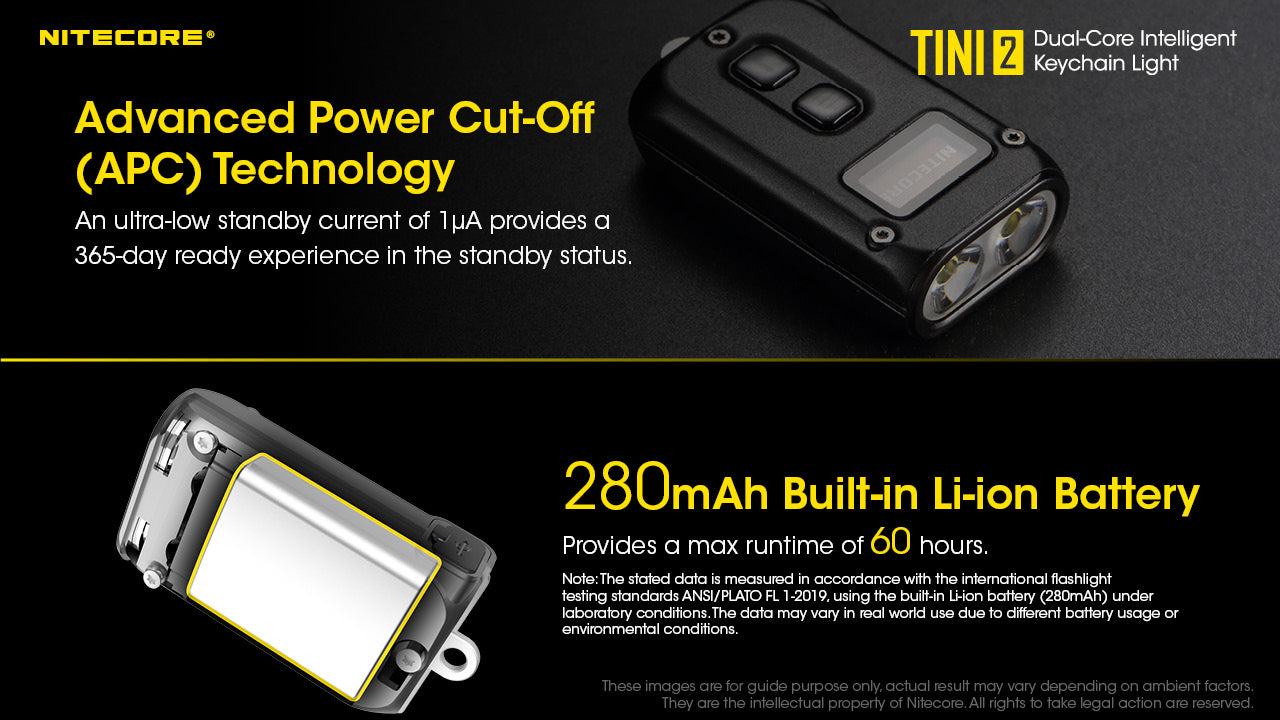 Nitecore TINI2 Keychain light with advanced power cut off 9 APC) Technology