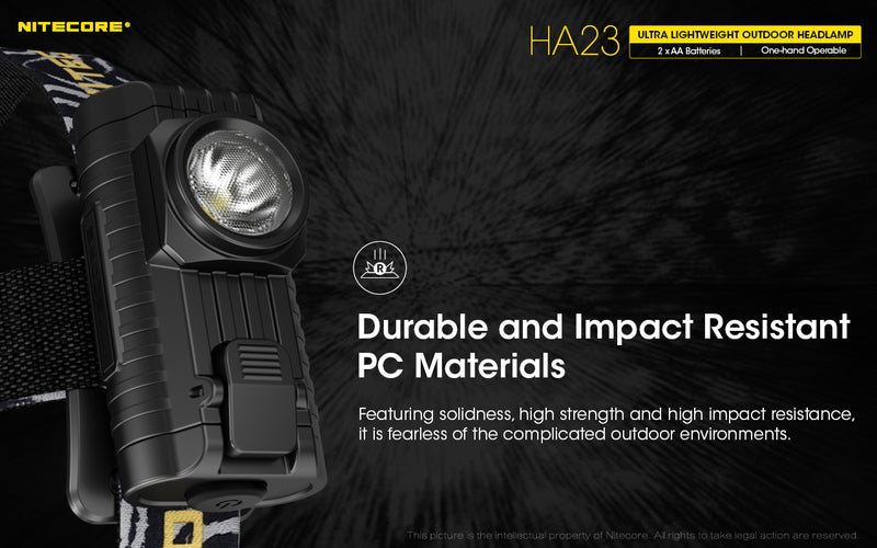 Nitecore HA23 is durable and Impact Resistant PC Materials.