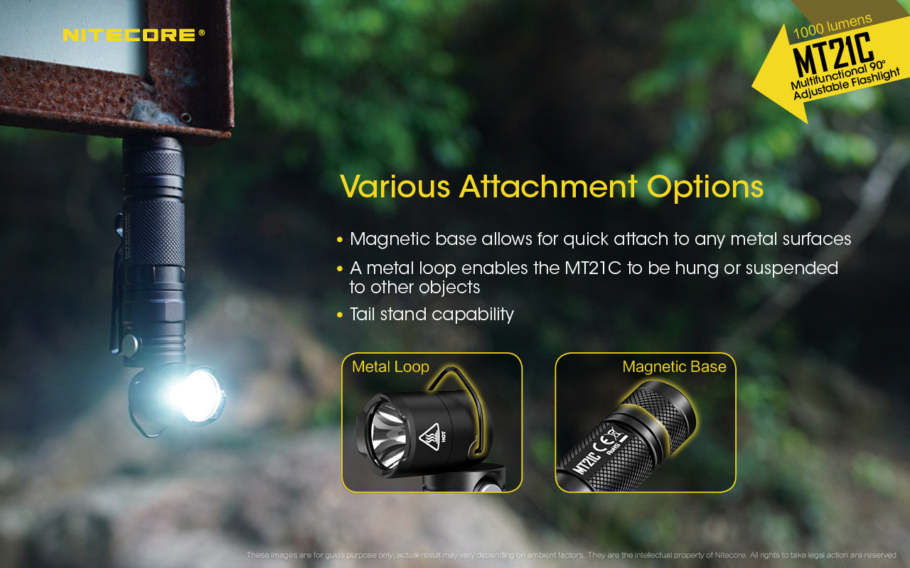 Nitecore MT21C 1000 lumens Multifunctional 90 degrees Adjustable LED Flashlight.