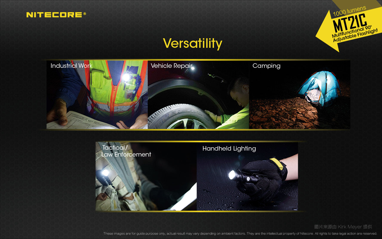 Nitecore MT21C 1000 lumens Multifunctional 90 degrees Adjustable LED Flashlight.