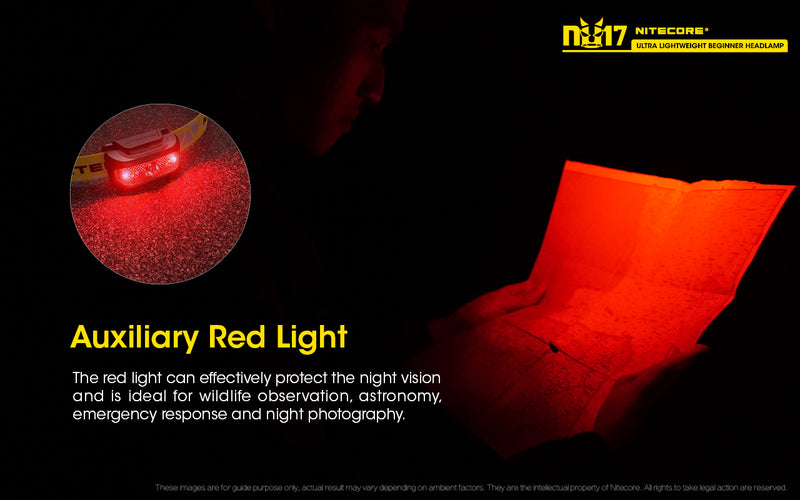 Nitecore NU17 Ultra Lightweight Beginner Headlamp has auxiliary red light