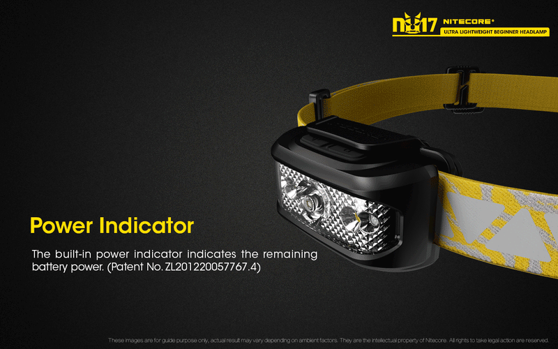 Nitecore NU17 Ultra Lightweight Beginner Headlamp has power indicator