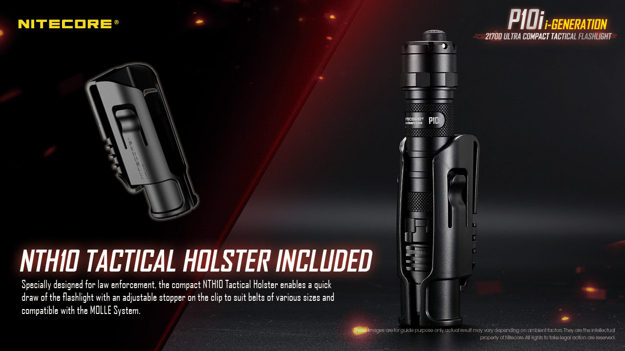 Nitecore P10i i Generation 21700 Ultra Compact Tactical Flashlight with NTH10 Tactical Holster included