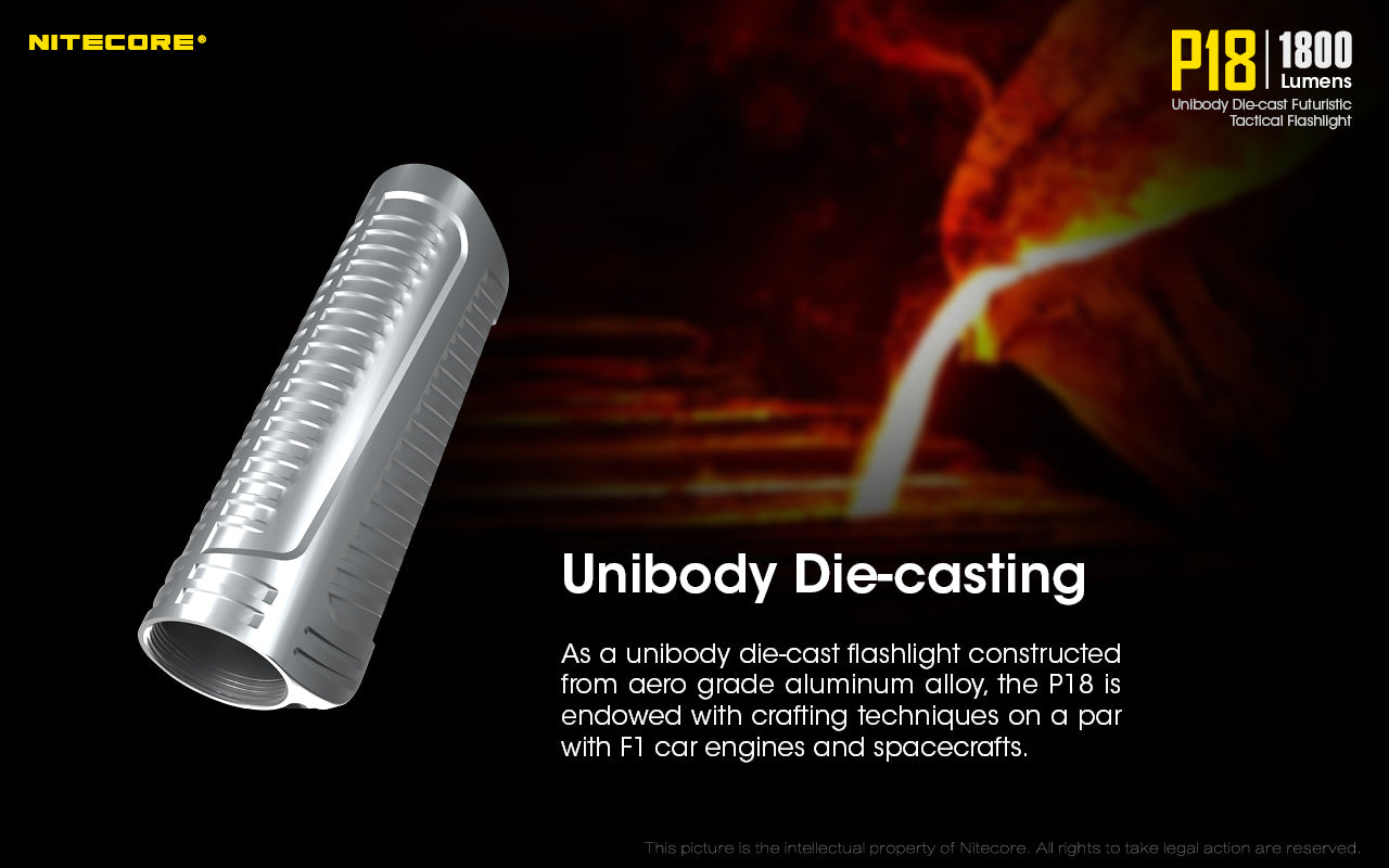 Nitecore P18 Tactical LED Flashlight with die cast body