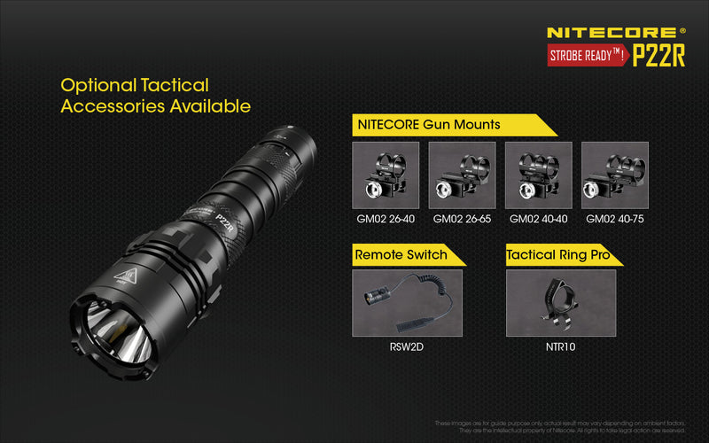 Nitecore P22R Tactical LED flashlight optional tactical accessories available