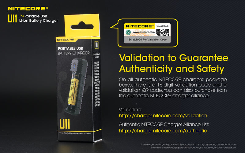 Nitecore UI2 Portable Dual Slot USB Li ion Battery Charger is validation to guarantee authenticity and safety.