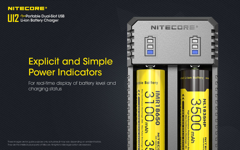 Nitecore UI2 Two Slot Portable Dual Slot USB Li ion Battery Charger has explicit and simple power indicators.