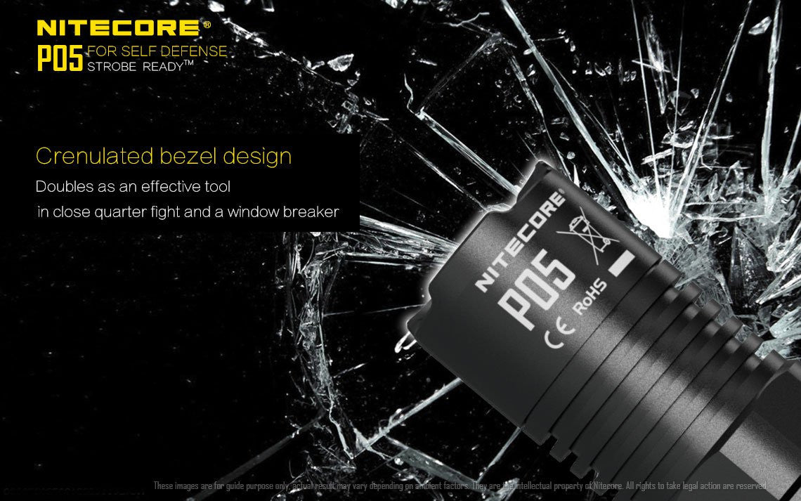 Nitecore P05 460 Lumen Compact LED Self-Defense Flashlight with instant strobe access.