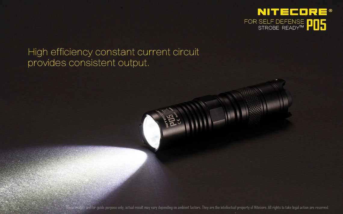 Nitecore P05 460 Lumen Compact LED Self-Defense Flashlight with instant strobe access.