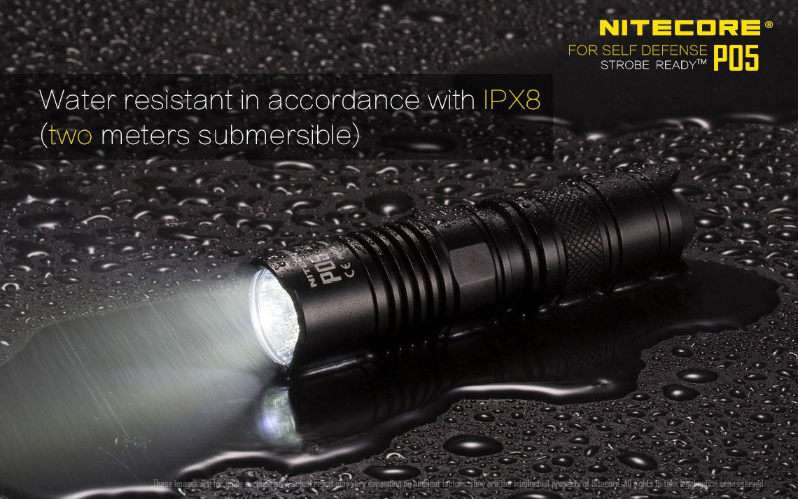 Nitecore P05 460 Lumen Compact LED Self-Defense Flashlight with instant strobe access.