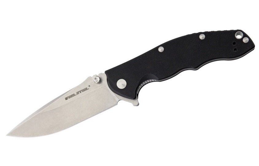 Real Steel T101 Thor Liner Lock Knife Black G-10 (3.75" Stonewash) RS7521