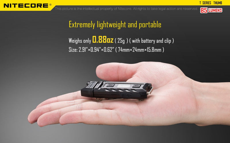 Nitecore THUMB 85 Lumens USB Rechargeable White & Red LED Keychain Light