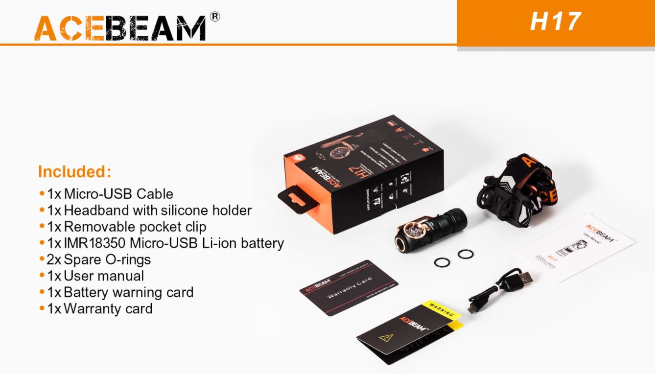 Total accessories for Acebeam Multiple LED Choices Maximum Versatility headlamp