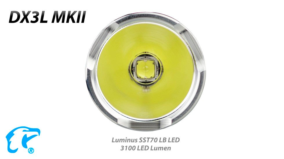 Eagtac Dx3L MK II flashlight with Luminus SST70 LB LED.