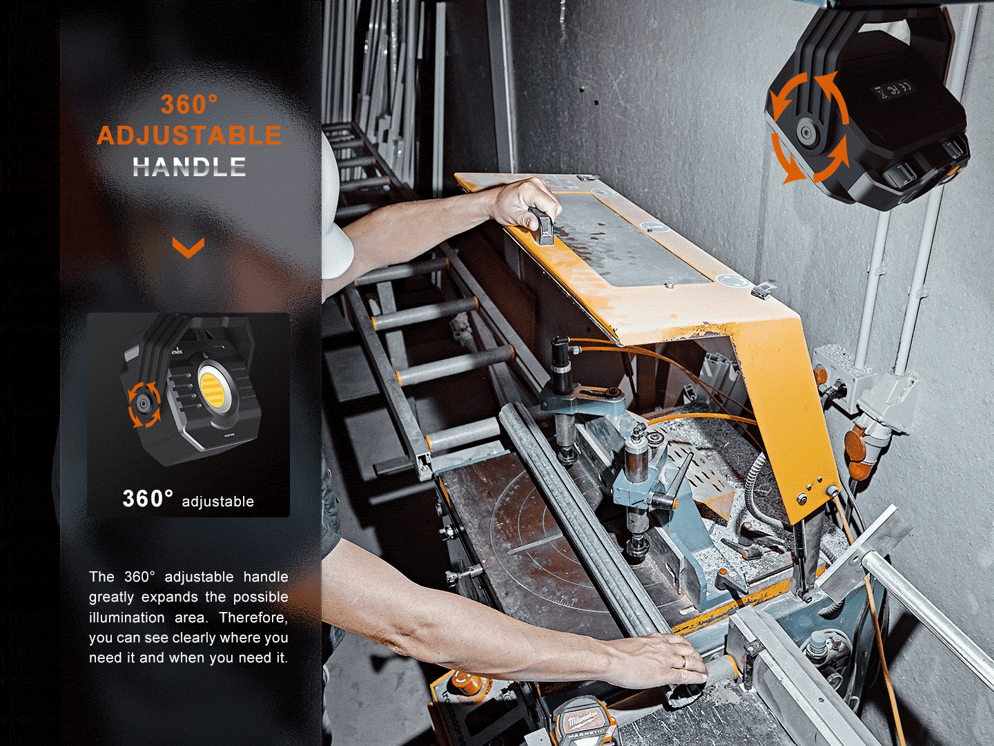 Fenix CL28R Multifunction Outdoor Lantern with 360 degrees adjustable handle.