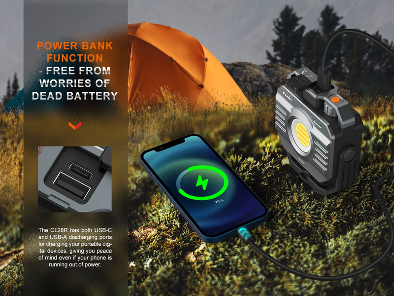 Fenix CL28R Multifunction Outdoor Lantern with power bank function and free from worries of dead battery.