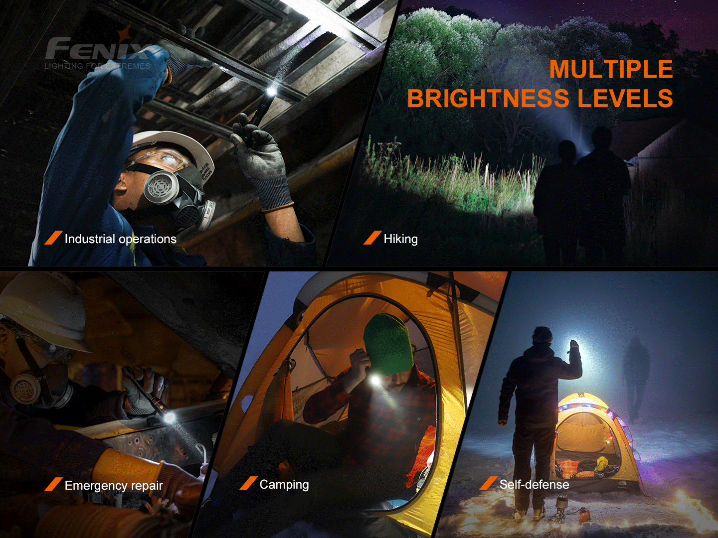 Fenix LD22 V2.0 800 lumens Multipurpose Outdoor Flashlight with multiple brightness levels.