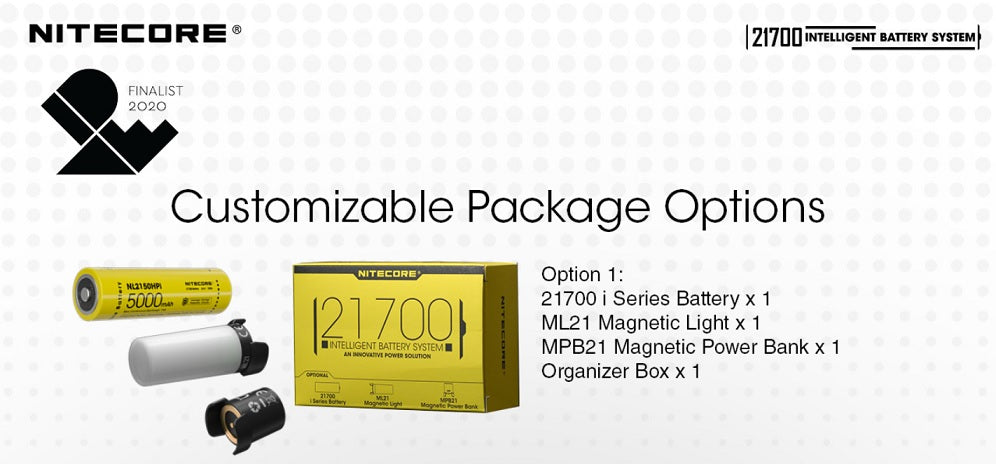 NITECORE MPB21 21700 Intelligent Battery System with Nitecore NL2150HPi battery