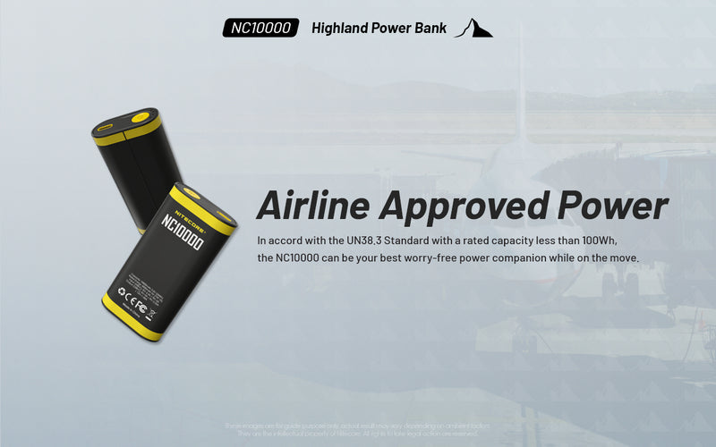 Nitecore NC10000 Highland Power Bank is airline approved power.