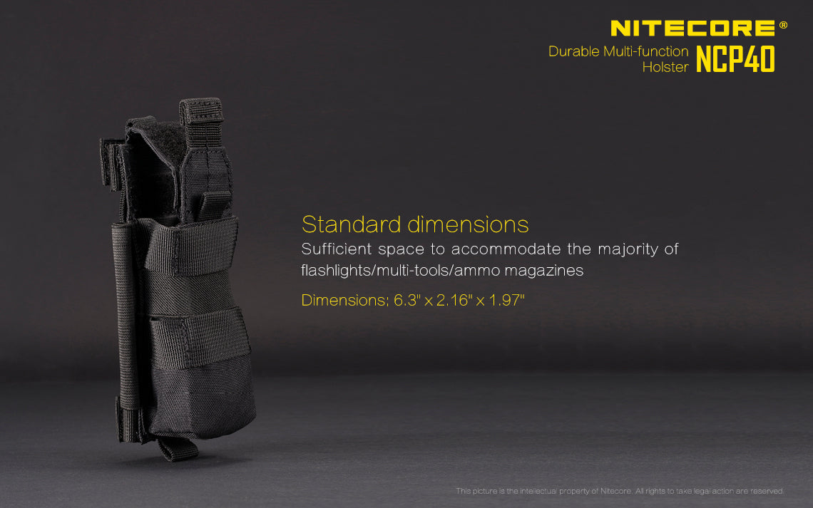 Nitecore NCP40 Holster Durable Multi Function Holster with standard dimensions.
