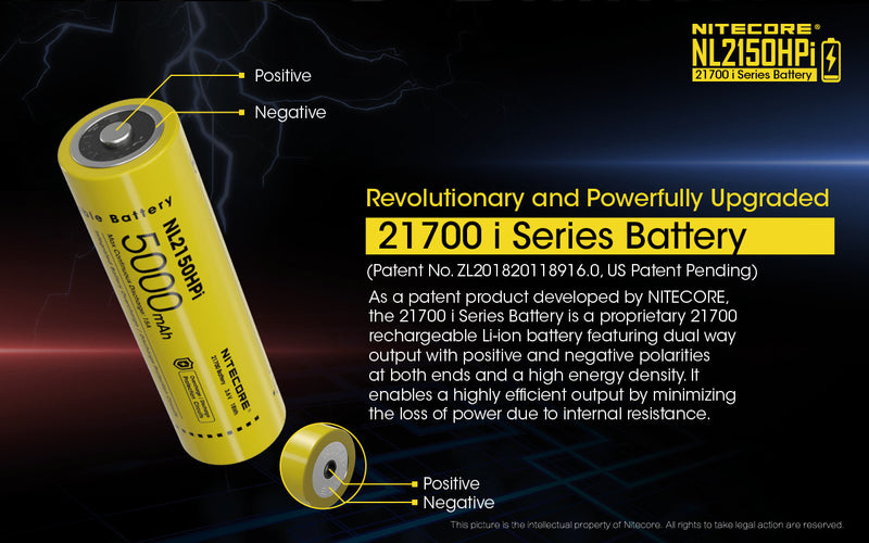 Nitecore NL2150HPi 21700 i Series Battery is revolutionary and powerfully upgraded.