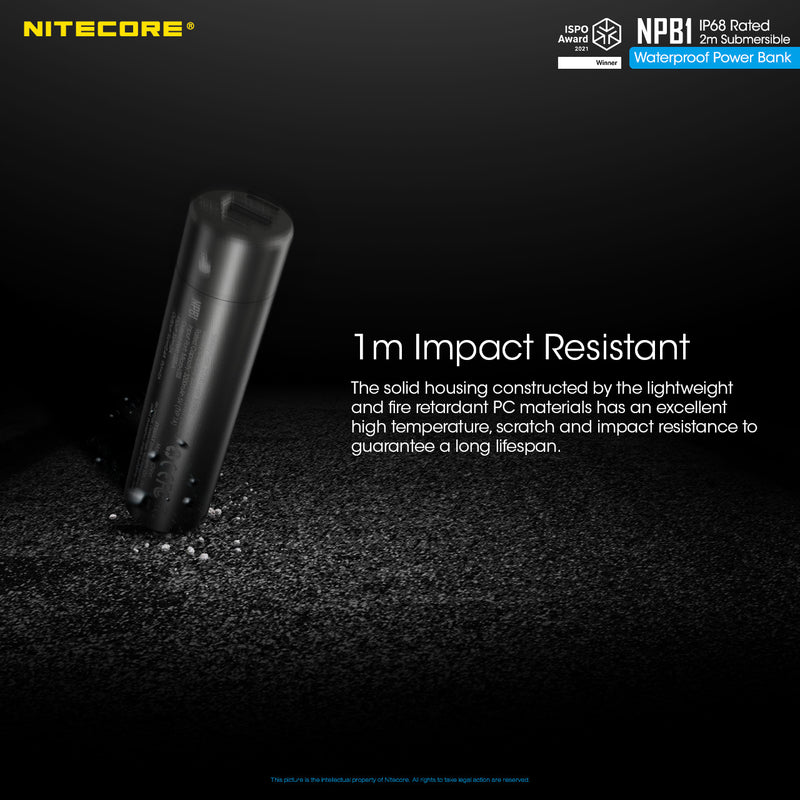 Nitecore NPB1 is 1 meter impact resistant.