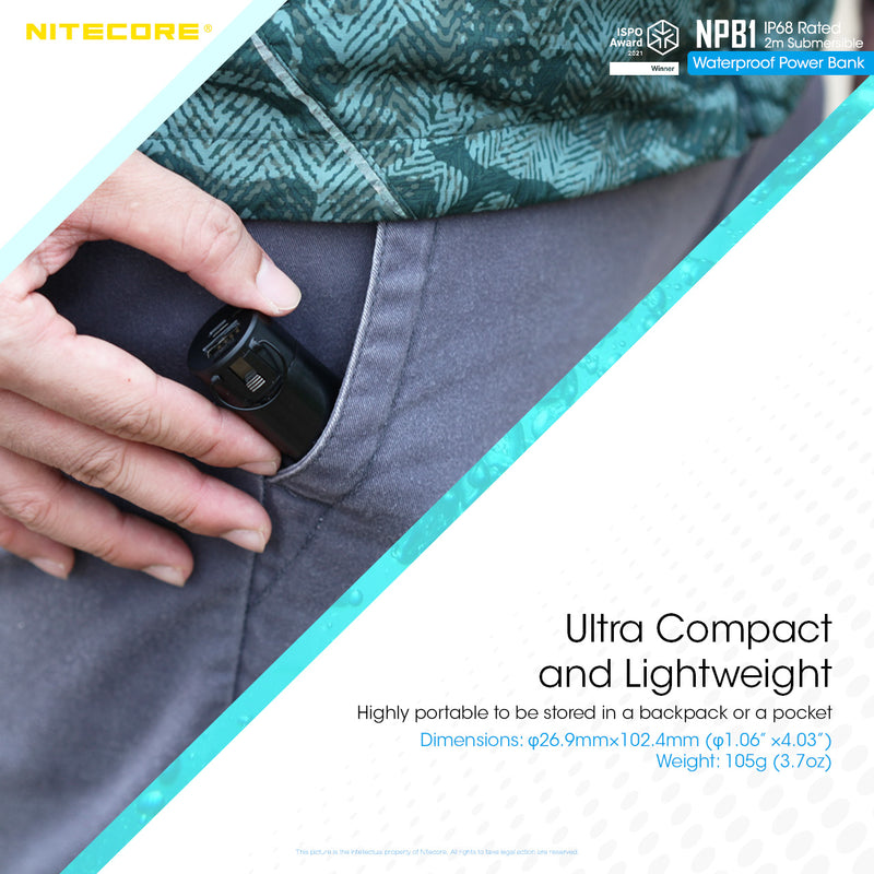 Nitecore BPB1 is ultra compact and lightweight.