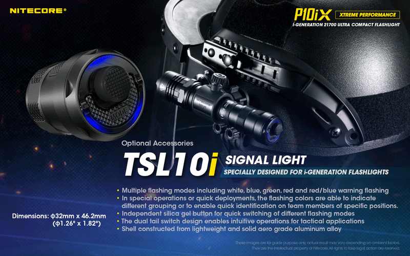 Nitecore P1iX i-Generation 21700 Ultra Compact Flashlight with TSL10i Signal Light.