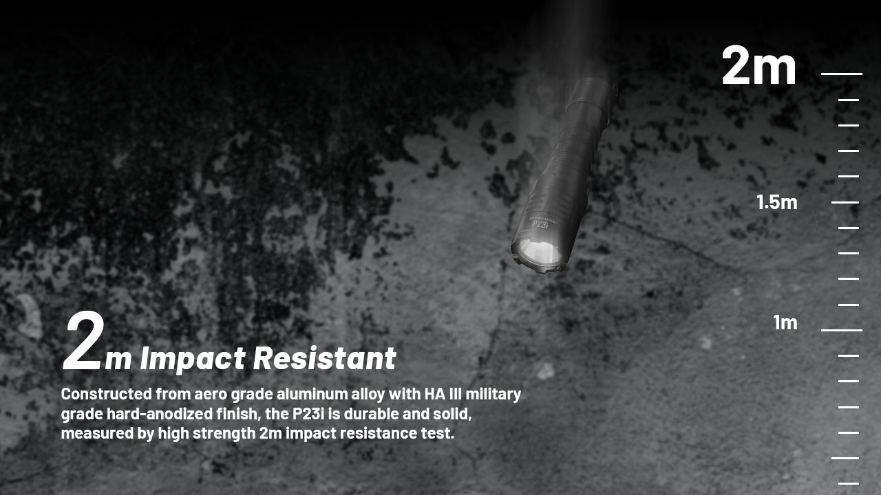 Nitecore P23i i-Generation Long Range 21700 Tactical Flashlight with 2 meter Impact Resistant.