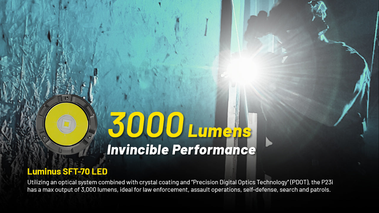 Nitecore P23i i-Generation Long Range 21700 Tactical Flashlight with 3000 lumens of Invincible Performance.