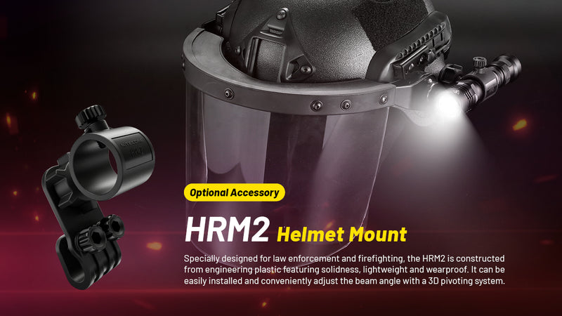 Nitecore P23i i-Generation Long Range 21700 Tactical Flashlight with optional HRM2 Helmont Mount.