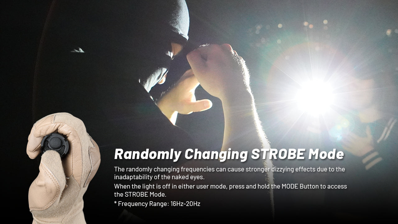 Nitecore P23i i-Generation Long Range 21700 Tactical Flashlight with randomly changing strobe mode.