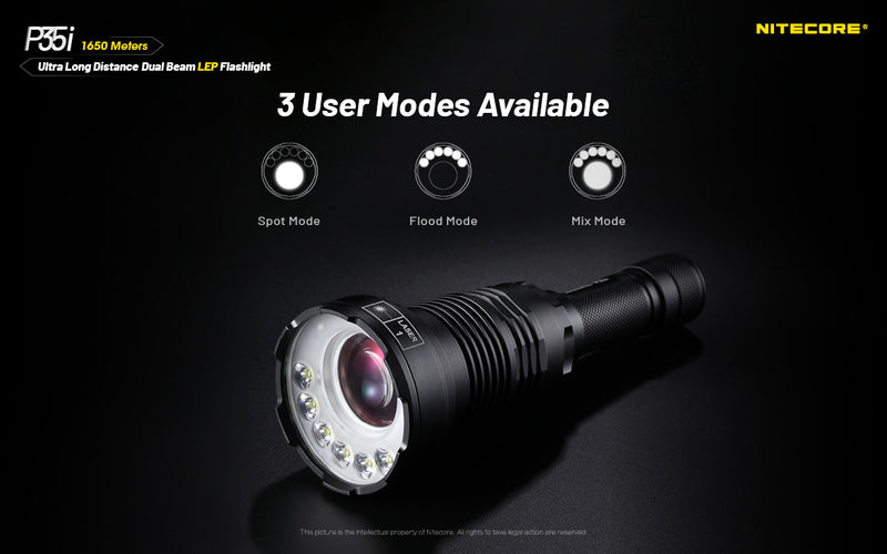 Nitecore P35i Ultra Long Distance Dual Beam LEO Flashlight with 3 user modes available