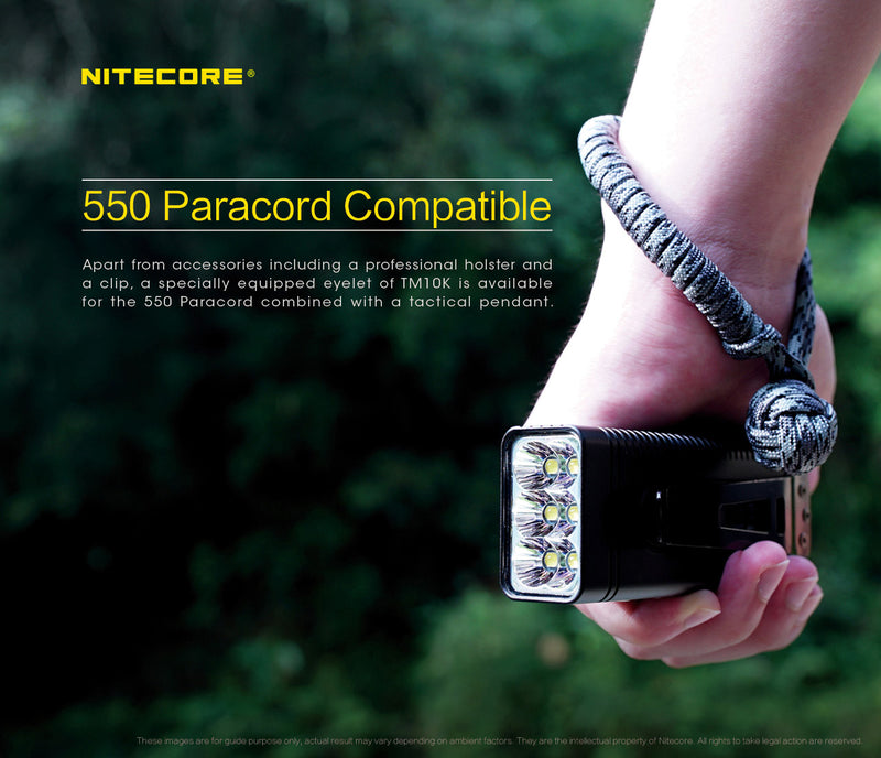 Nitecore TM10K LTP Low Temperature Resistant Compact and Intelligent Sharp Light with 10,000 lumens  with 550 paracord compatible included.