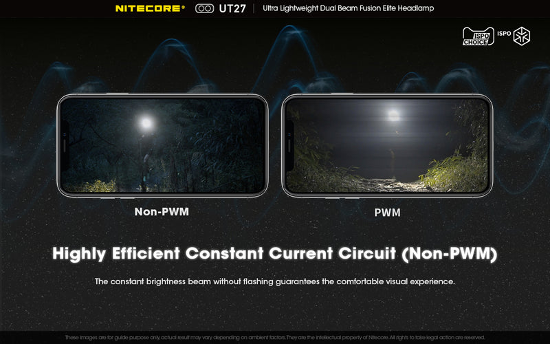 Nitecore UT27 Ultralight weight Dual Beam Fusion Headlamp with highly efficient constant current.