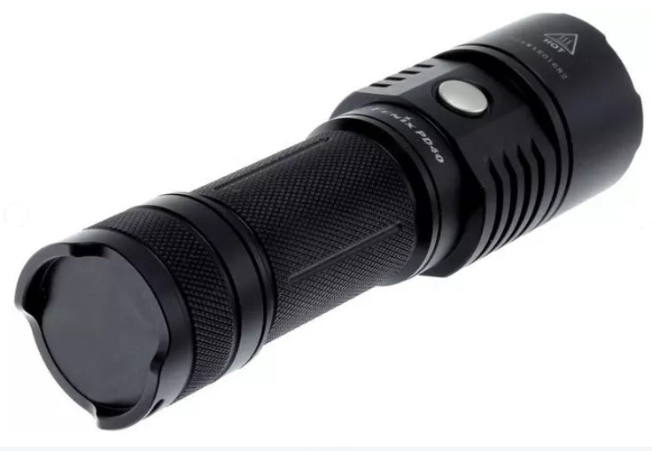 Fenix PD40 26650 neutral white LED Flashlight with no tail cap.
