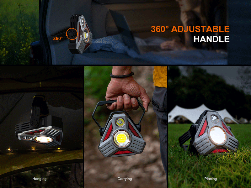 Fenix CP50R Multifunction Vehicle camping Lantern with 360 degrees adjustable handle.