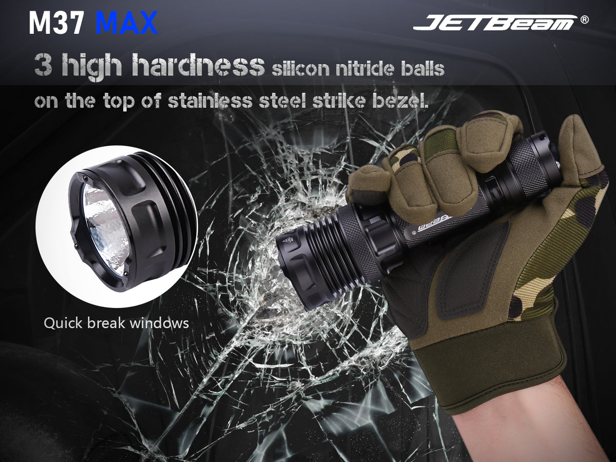 Jetbeam M37 MAX high-performance tactical flashlight with 5000