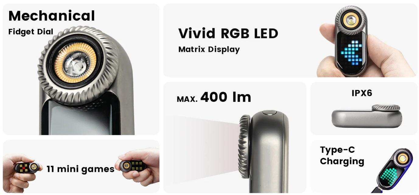 LOOP GEAR LOOPDOT Display EDC Flashlight with Magnetic DotClip