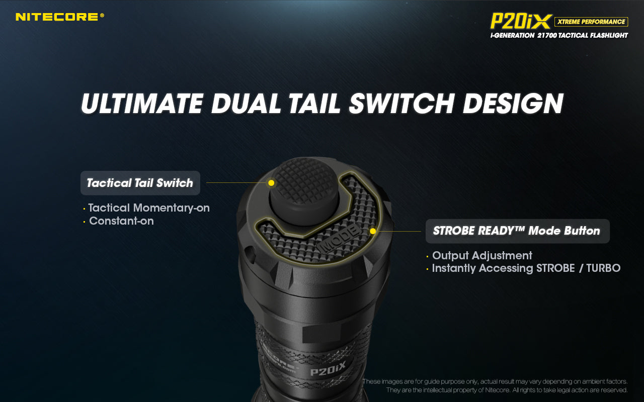 Nitecore  P20iX Extreme Performance i Generation21700 Tactical Flashlight with 4000 lumens  with ultimate dual tail switch design.