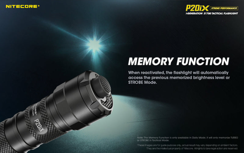Nitecore P20iX Xtreme Performance i-Generation  21700 tactical flashlight with 4000 lumens with memory function.