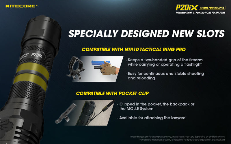 Nitecore P20iX Xtreme Performance i-Generation  21700 tactical flashlight with 4000 lumens with specially designed new slots.