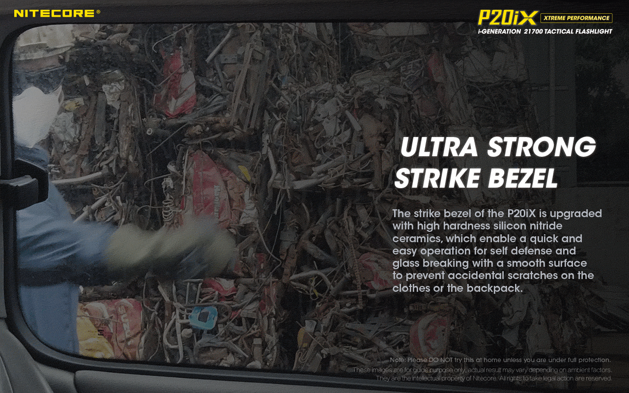 Nitecore P20iX Xtreme Performance i-Generation  21700 tactical flashlight with 4000 lumens with ultra strong strike bezel.