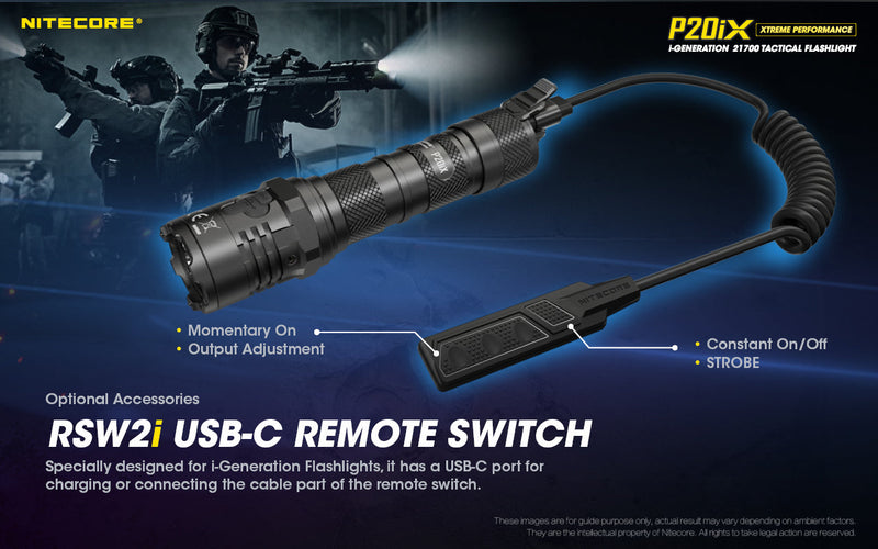 Nitecore P20iX Xtreme Performance i-Generation  21700 tactical flashlight with 4000 lumens with RSW2i USB C Remote switch.