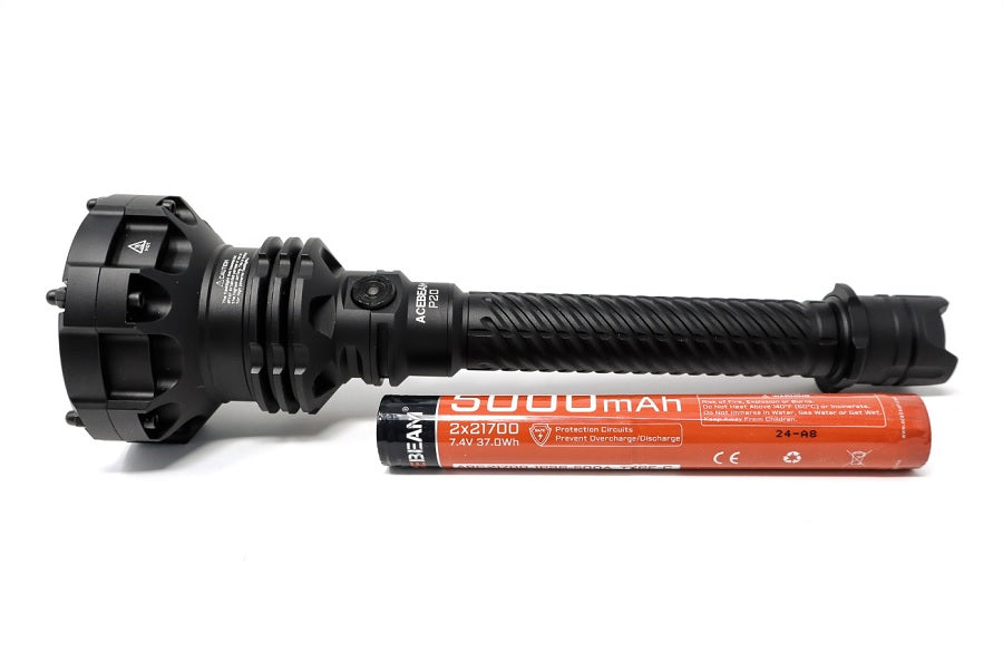 Acebeam P20 Ultra-Throw Flashlight - 1454 meters Beam with 2 x 21700 batteries.